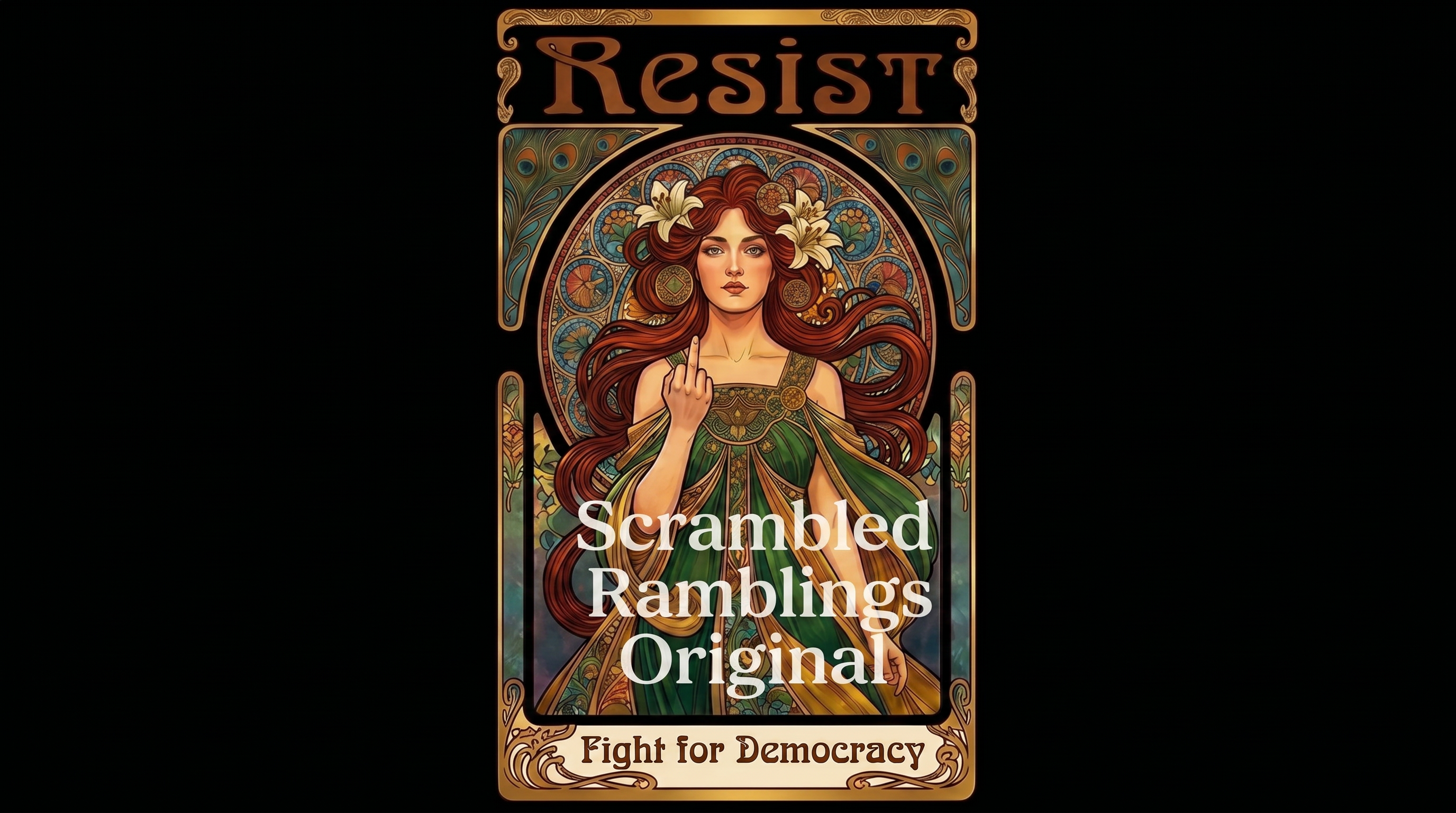 Emerald Mucha Style Art Nouveau Protest/Feminist Resist Designer Original Cotton skater dress